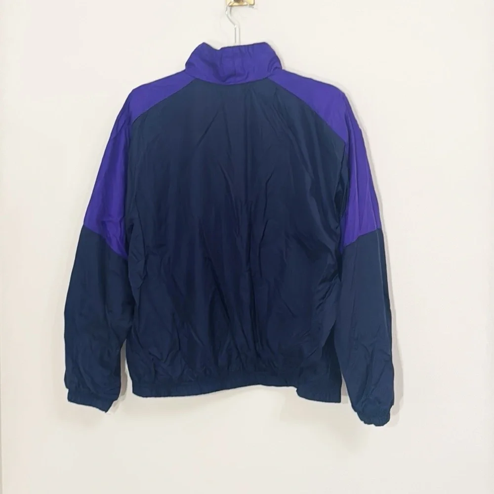 NIKE Vintage Bomber Jacket Nylon Navy/Purple Lined Zipper Front Size Medium